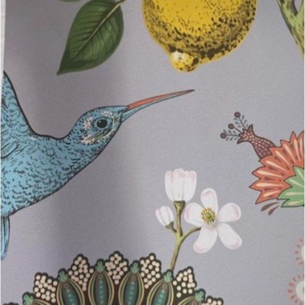 Blooming Wall Bird Floral Lemon Tree Peel&Stick Wallpaper Purple Background